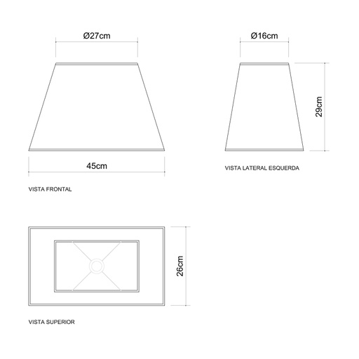 Abajur Golden Art Retângulo Latão e Madeira 660mm 1L E27 M634-MA