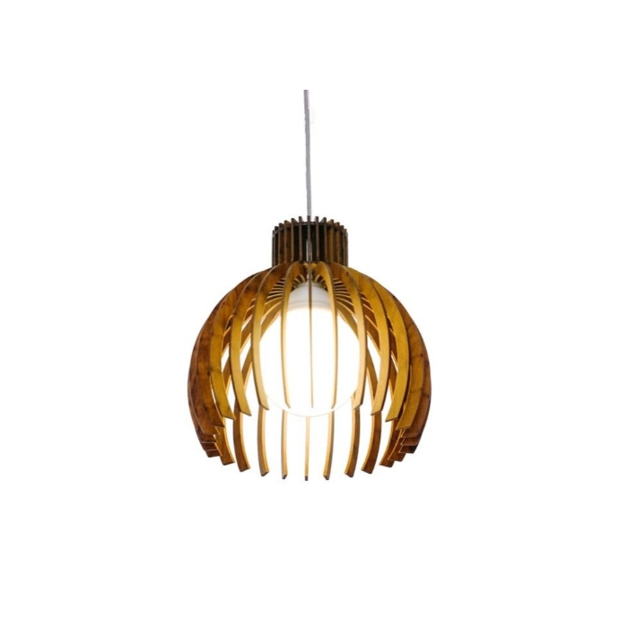 Pendente Fox Lustres Madeira Ripada 1L E27 Ø200x220mm L206