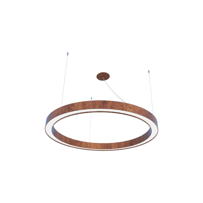 Pendente Fox Lustres Led Madeira Redondo 60 watts 3000K Ø1000x70x60mm 876