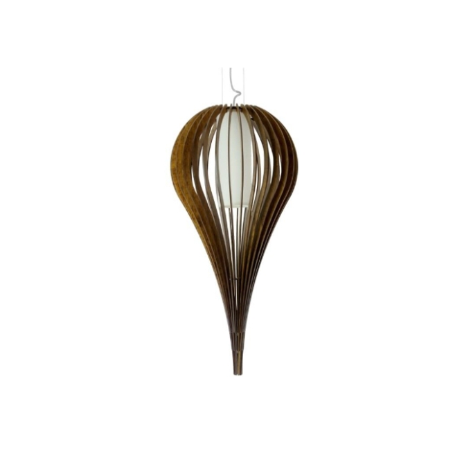Pendente Fox Lustres Madeira Ripada 1L E27 Ø270x450mm L75