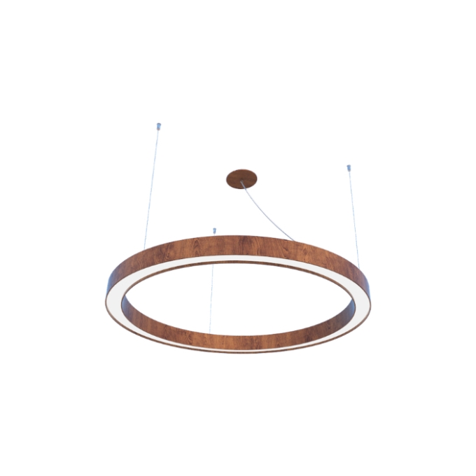 Pendente Fox Lustres Led Madeira Redondo 42 watts 3000K Ø700x70x60mm 873