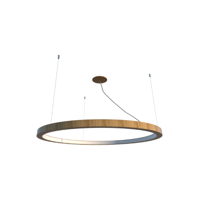 Pendente Fox Lustres Led Madeira Redondo 36 watts 3000K Ø600x40mm 860
