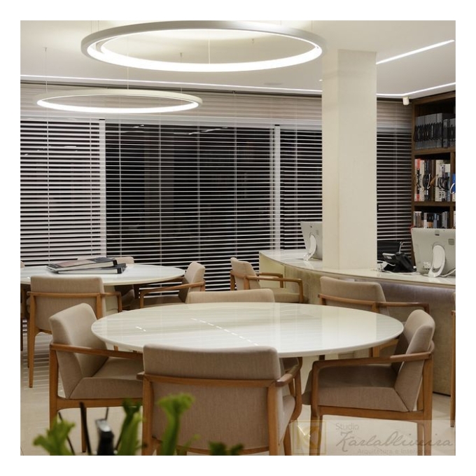 Pendente Fox Lustres Led Madeira Redondo 36 watts 3000K Ø600x40mm 860