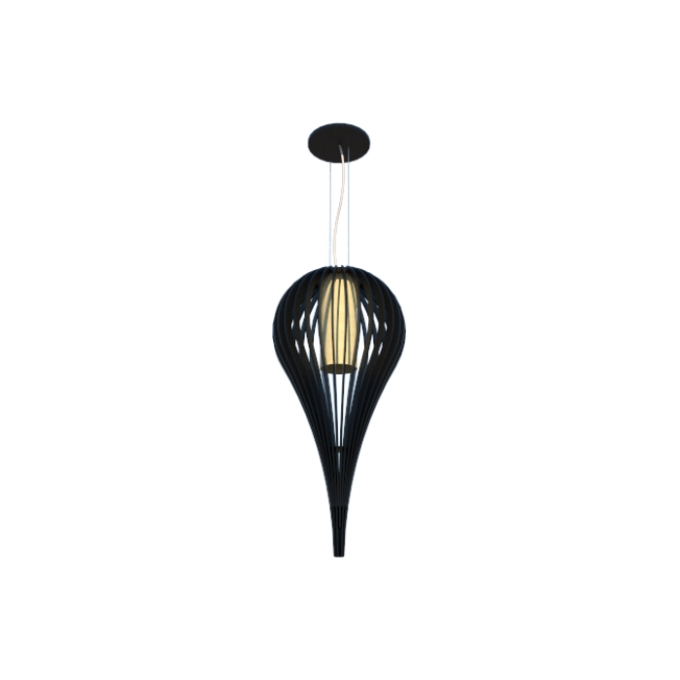 Pendente Fox Lustres Madeira Ripada 1L E27 Ø390x780mm L52