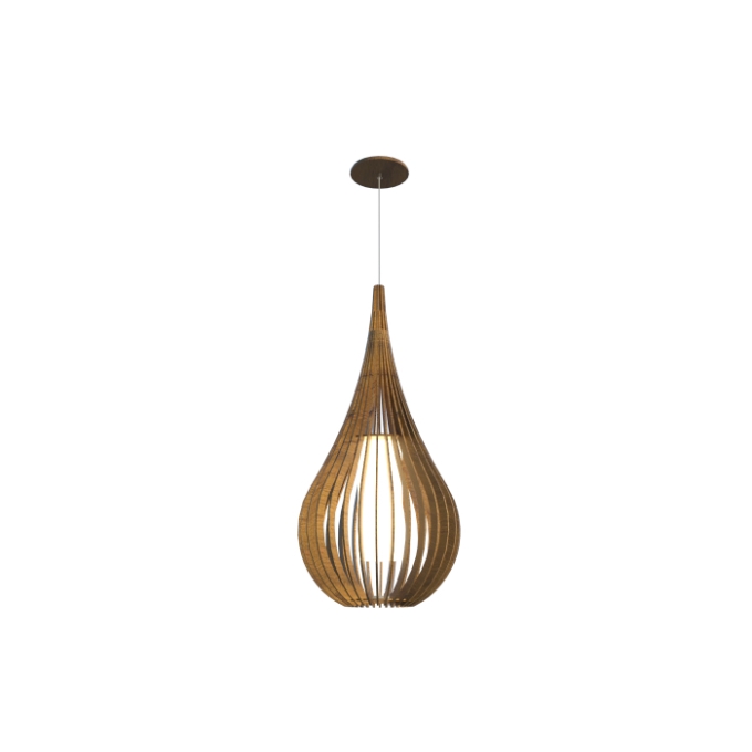 Pendente Fox Lustres Madeira Ripada 1L E27 Ø280x550mm L55