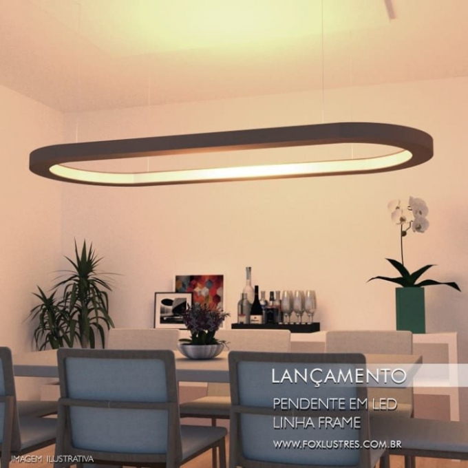 Pendente Fox Lustres Led Madeira 42 watts 3000K 900x360x40mm 888