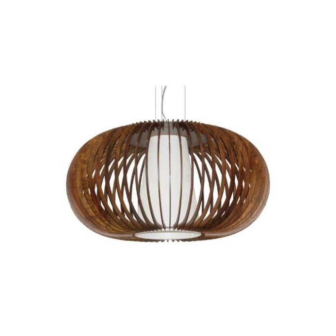 Pendente Fox Lustres Madeira Ripada 1L E27 Ø750x420mm L111