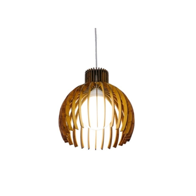 Pendente Fox Lustres Madeira Ripada 1L E27 Ø200x220mm L206