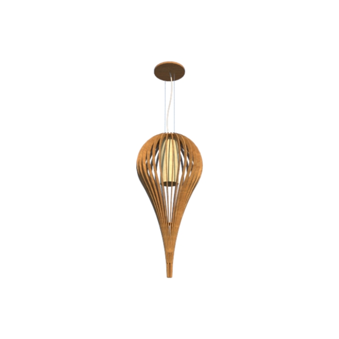 Pendente Fox Lustres Madeira Ripada 1L E27 Ø470x950mm L53