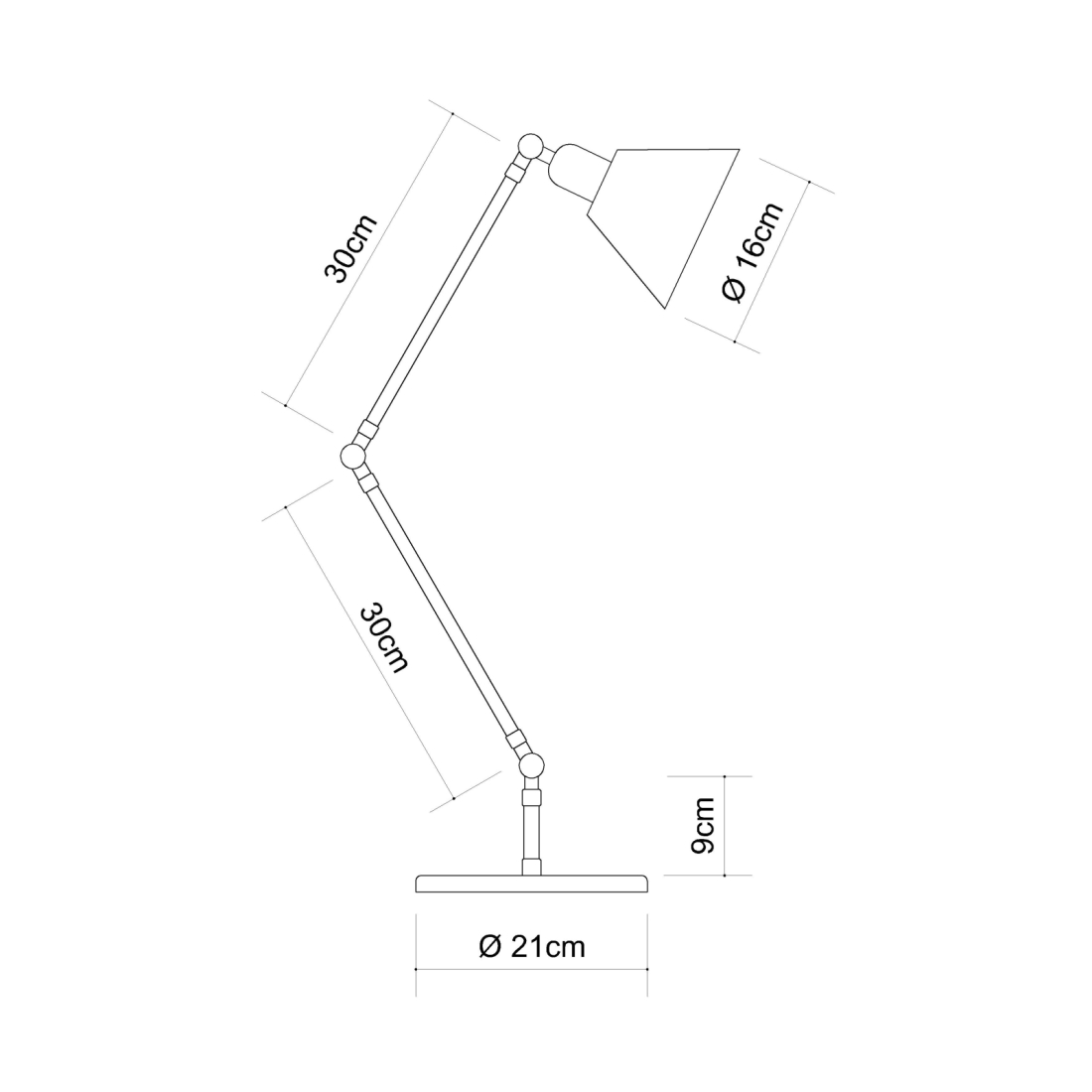 Abajur Golden Art Baboo 2 Articulações Braço de 300mm 1L E27 700mm M1060-30-412