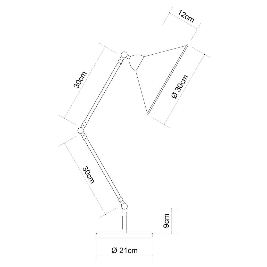 Abajur Golden Art Baboo 2 Articulações Braço de 300mm 1L E27 700mm M1060-30-412