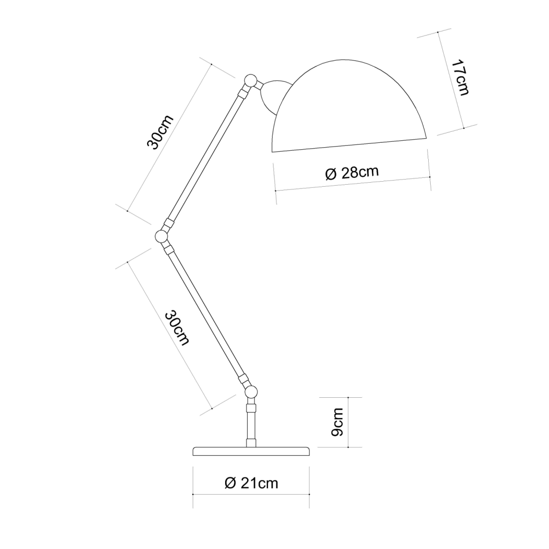 Abajur Golden Art Baboo 2 Articulações Braço de 300mm 1L E27 700mm M1060-30-412