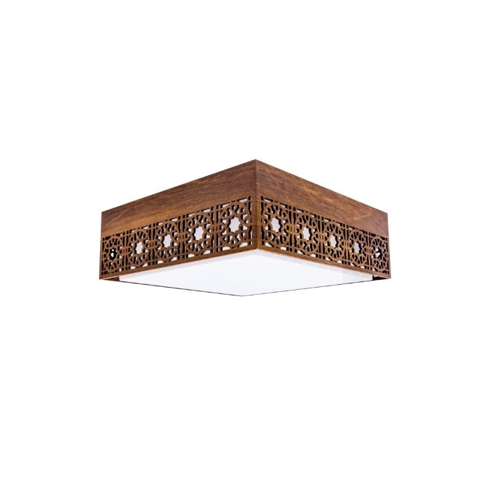 Plafon Fox Lustres Laser Madeira e Acrílico 6L E27 150x800x800mm P26