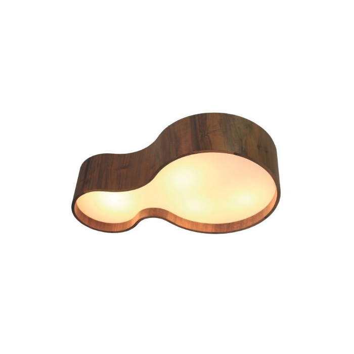 Plafon Fox Lustres Semi Cilíndrico Madeira e Acrílico 4L E27 210x730x440mm P40