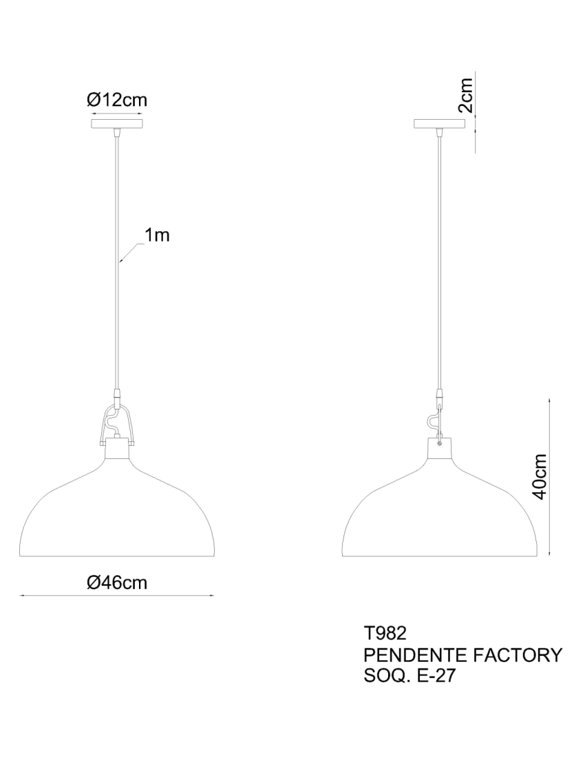 Pendente Golden Art Factory 1L E27 Ø460x400mm T982PI