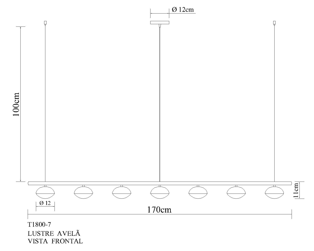 Pendente Golden Art Avelã 7 Led 3 Watts 3000K Bivolt 1700mm T1800-7PI