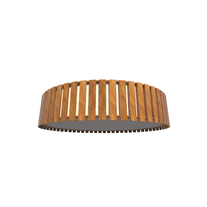 Plafon Fox Lustres Ripado Madeira e Acrílico 5L E27 Ø600x150mm P14
