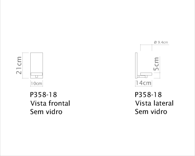Arandela Golden Art Tubo de Vidro Ø90x180mm 1L E27 210mm P358-18PI