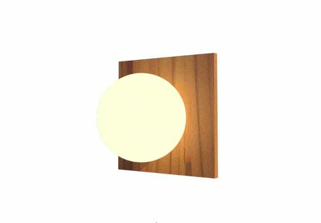 Arandela Fox Lustres Orb Madeira e Vidro 1L G9 300x300x150mm AR84