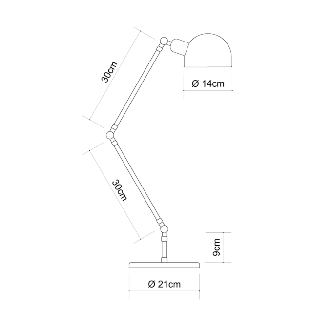 Abajur Golden Art Baboo 2 Articulações Braço de 300mm 1L E27 700mm M1060-30-412