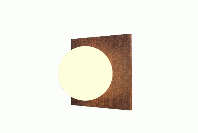 Arandela Fox Lustres Orb Madeira e Vidro 1L G9 300x300x150mm AR84