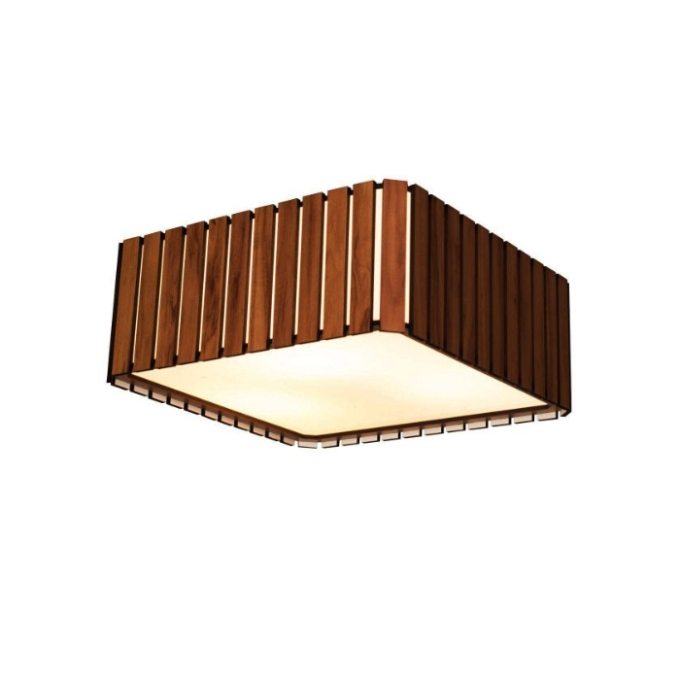 Plafon Fox Lustres Ripada Madeira e Acrílico 3L E27 160x400x400mm P45