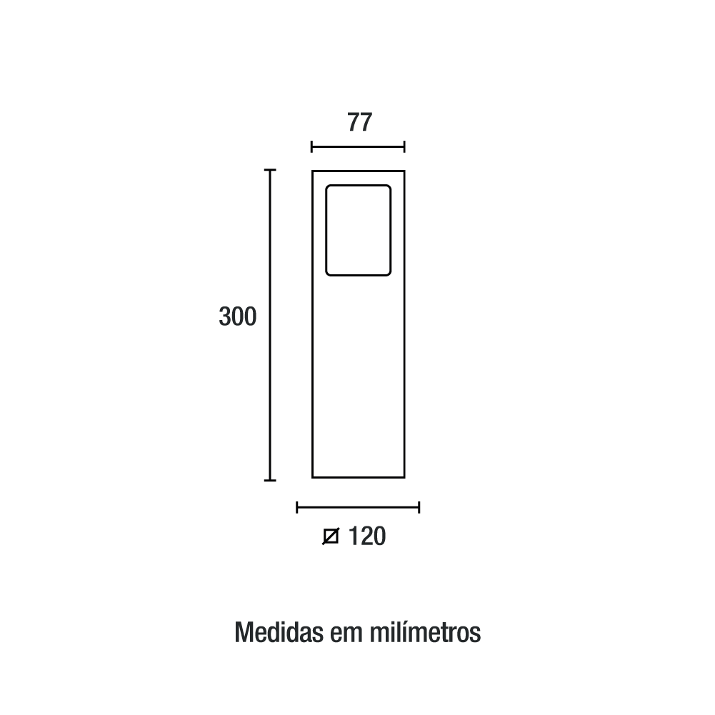 Poste Balizador Germany Garten Alumínio e Vidro Pontilhado 1L E27 IP54 300mm
