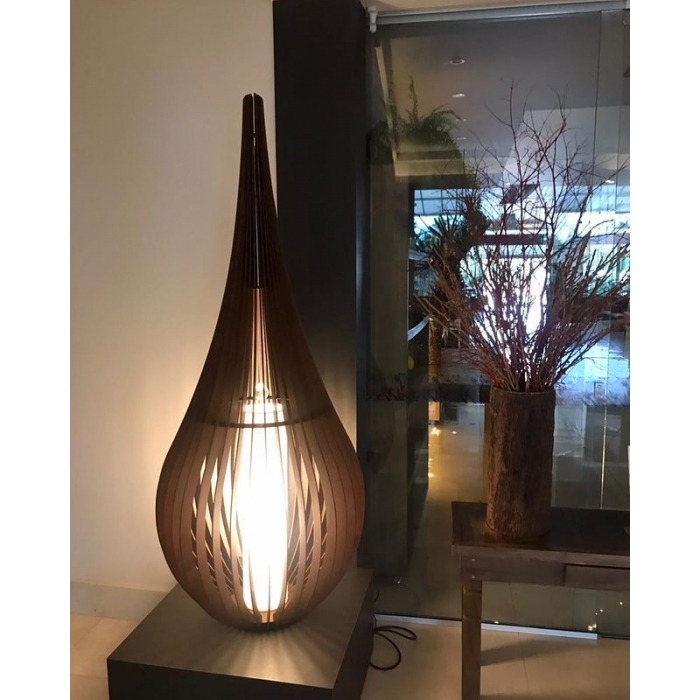 Luminária de Chão Fox Lustres Ripada Madeira 1L E27 1000x420mm 5403