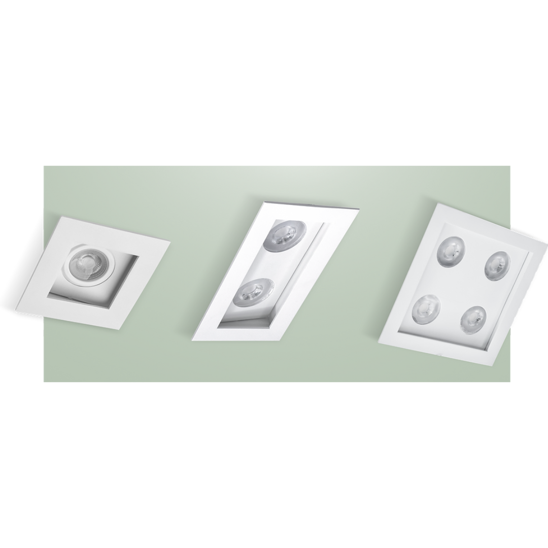 Embutido Retangular Recuado Belly Iluminação 1L MR16 90X90mm E-098/1