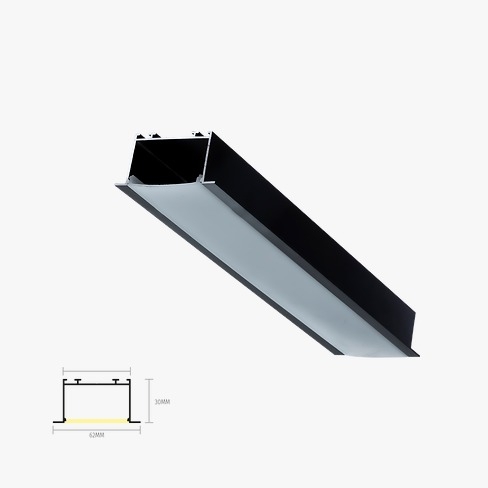 Perfil Embutido Sob Medida Belly Iluminação 60mm Difusor Acrílico Branco Fosco (Somente Perfil) PEM/