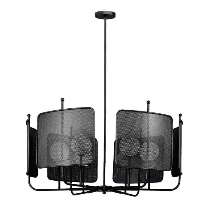 Pendente Starlux Filipa Preto e Globo Leitoso 6L G9 Ø950mm ZR135-BK