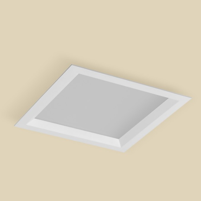 Plafon Embutido com Recuo Belly Iluminação Acrílico Fosco 5L E27 400x400mm E-90/40