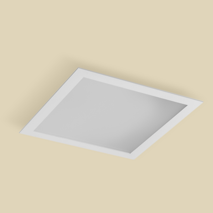 Plafon Embutido Plano Belly Iluminação Acrílico Fosco 600x600mm 6L E27 E-088/60