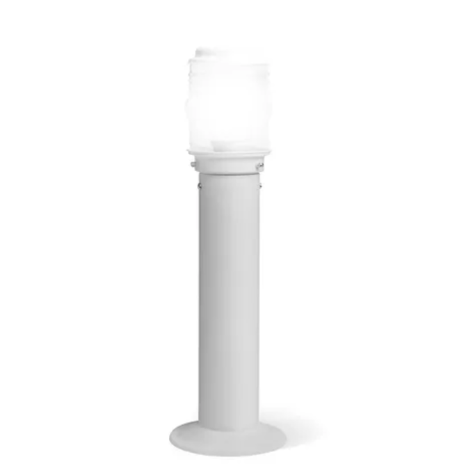 Poste Balizador Redondo Belly Iluminação Alumínio Base Vidro Sinaleiro 1L E27 800mm PDT-402/80