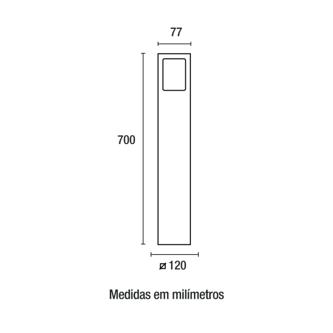 Poste Balizador Germany Garten Alumínio e Vidro Pontilhado 1L E27 IP54 700mm