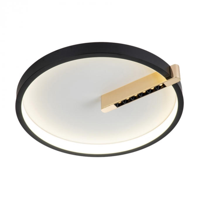 Plafon Casual Light Studioluce Passo Preto e Dourado Ø385x76mm 3000K PL1796