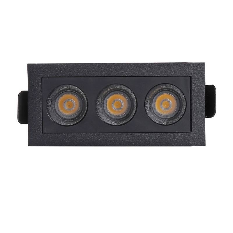 Embutido Nordecor Downlight Powerus 3 Focos 6 watts Preto 3000K IRC90 38° Bivolt 96x46x52mm 6374