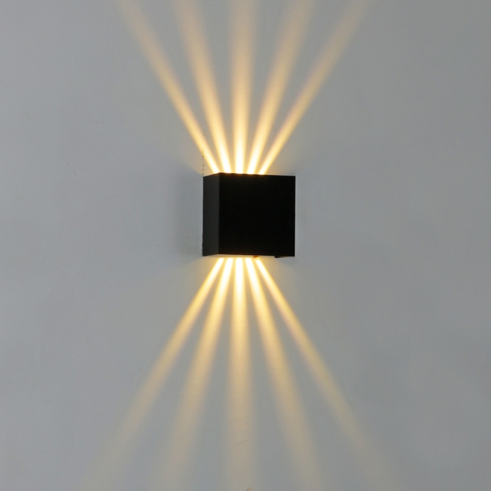 Arandela Nordecor Moniu Facho Duplo Preta 10 watts 3000K IP65 Bivolt 100x100x60mm 2016