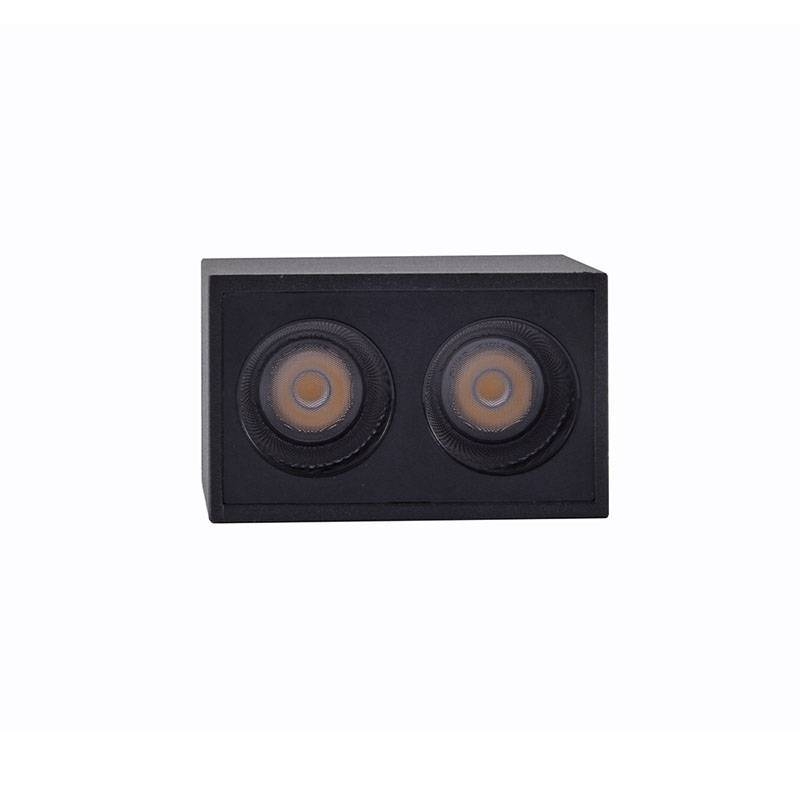  Spot Sobrepor Nordecor Downlight Powerus 2 Focos 4 watts 3000K Preto IRC90 38° Bivolt 55x36x70mm 6398