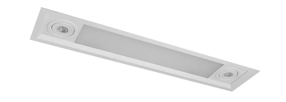 Luminária Retangular Embutir Slim Recuada Belly Iluminação 2L T8 1200mm + 2L PAR 20 L-650/2