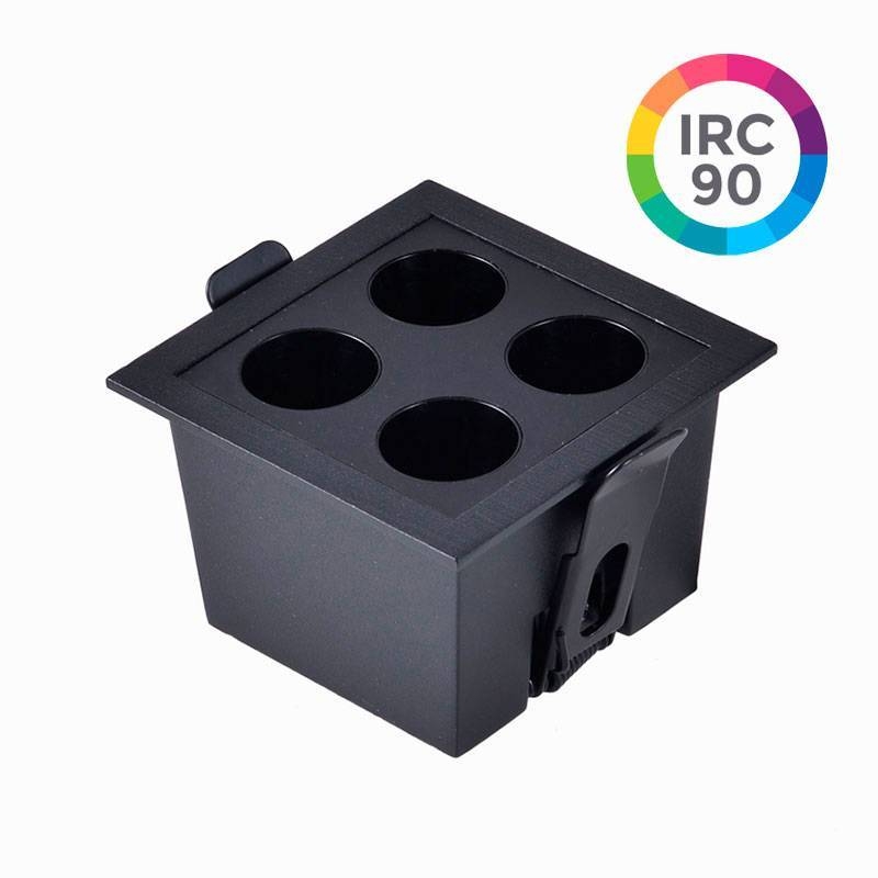 Embutido Nordecor Downlight Powerus 4 Focos 8 watts Preto 3000K IRC90 38° Bivolt 75x75x50mm 6380