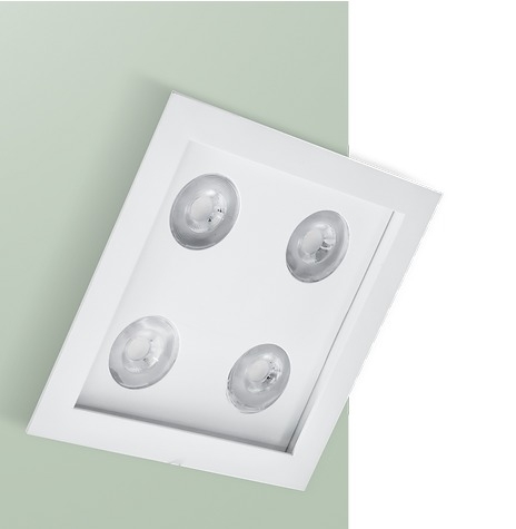 Embutido Quadrado Recuado Belly Iluminação Alumínio 4L PAR20 220X220mm E-092/4