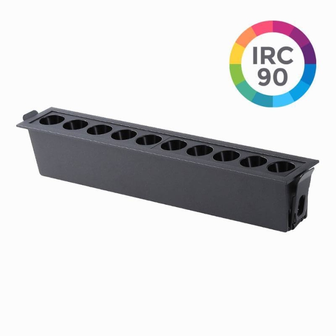 Embutido Nordecor Downlight Powerus 10 Focos 20 watts Preto 3000K IRC90 38° Bivolt 280x45x50mm 6378
