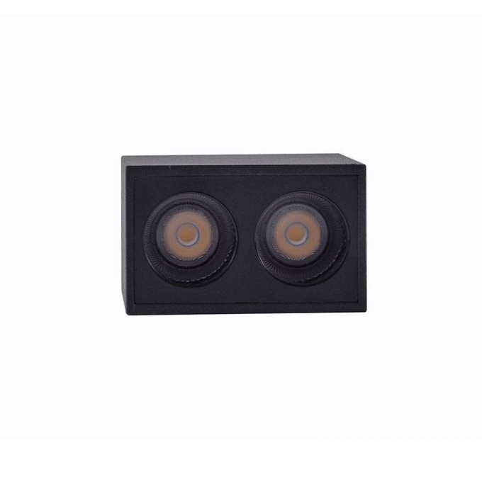 Spot Sobrepor Nordecor Downlight Powerus 2 Focos 4 watts 3000K Preto IRC90 38° Bivolt 55x36x70mm 6398