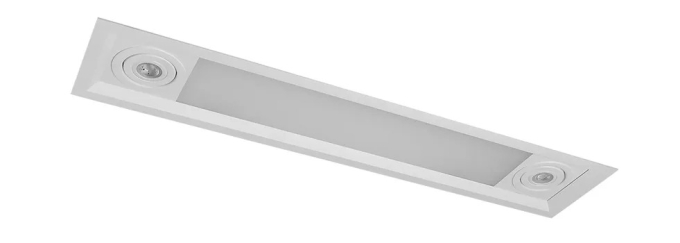 Luminária Retangular Embutir Slim Recuada Belly Iluminação 2L T8 600mm + 2L PAR 20 L-650/1