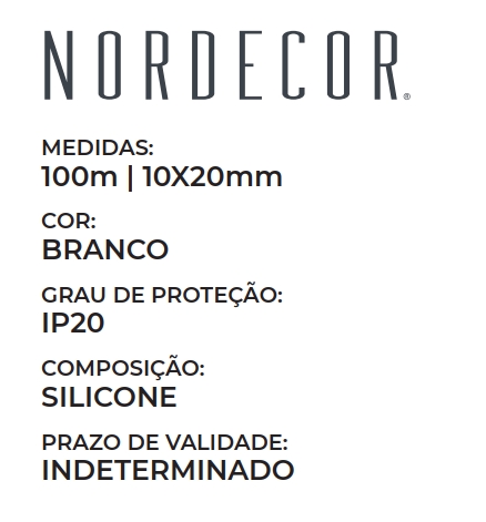 Perfil de Embutir Nordecor Flexível Branco 10x20mm (Venda por Metro) 4260