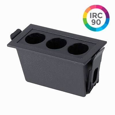 Embutido Nordecor Downlight Powerus 3 Focos 6 watts Preto 3000K IRC90 38° Bivolt 96x46x52mm 6374