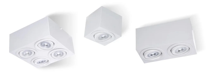 Plafon Sobrepor Quadrado Face Reta Belly Iluminação Alumínio 1L AR111 170x170x90mm PF-153/1