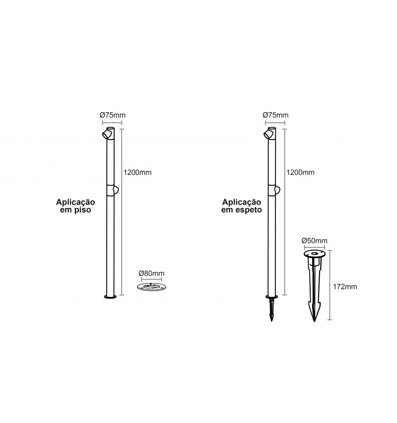 Poste Balizador Romalux Pole Tower Double 12 watts 2700K IP66 Ø75x1200mm 10153