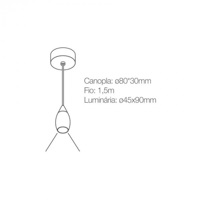 Pendente Romalux Mini Drop Preto 7 watts 3000K IP20 Bivolt Ø45X90mm P0036